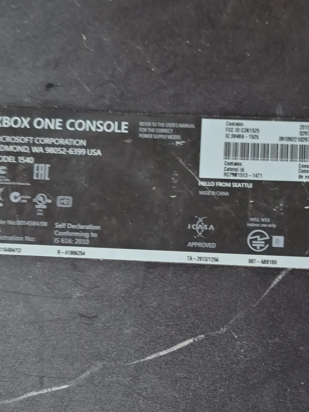 Microsoft Xbox One Console Rear Label - Black